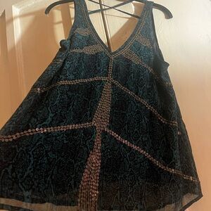 Elegant Black and Teal Women's Top